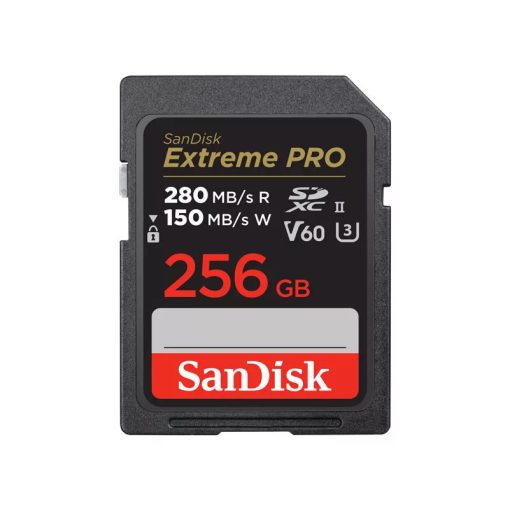 SANDISK SDXC EXTREME PRO KÁRTYA 256GB, 280/150 MB/s, UHS-II, V60,C10 (00215493)