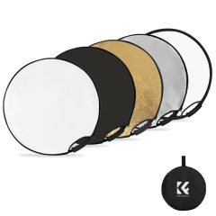   K&F Concept 5in1 derítőlap, reflektor fogantyúval 60cm (feh, fek, arany, ezüst, transp) + hordtáska (KF-18-0004)