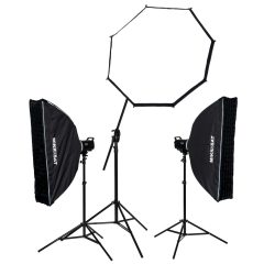   Godox MS300II-V Tripla Vakuszett - Boom állvány - Mikrosat 25x100 Click Softbox (3 x 300Ws)